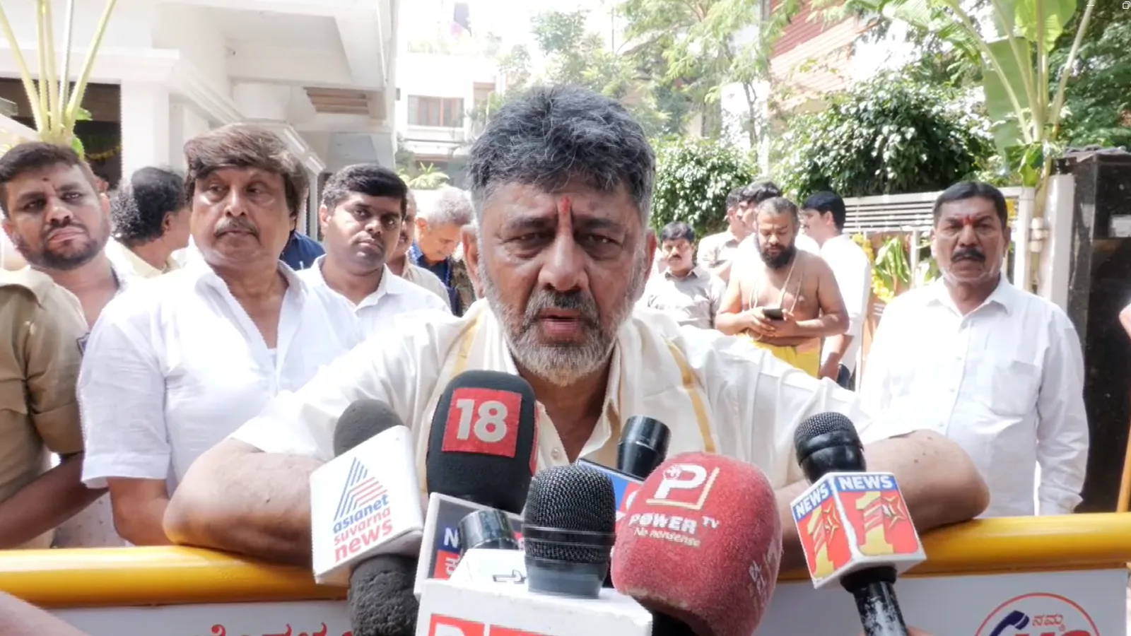 D K Shivakumar addresses reporters on Bengaluru civic poll preparations outside his residence; CMO video screenshot